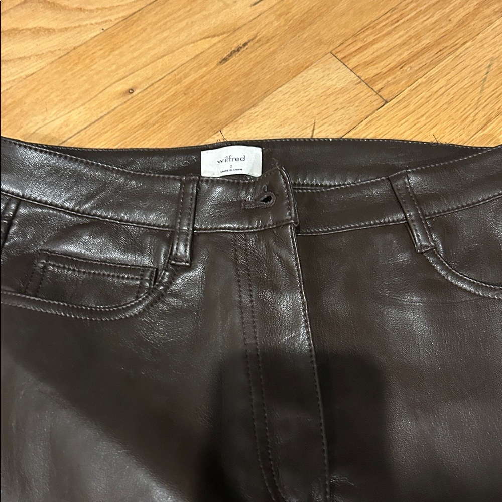Aritzia Wilfred Brown Leather Pants